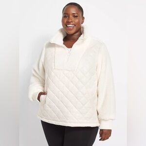 LIVI Active Lane Bryant Cream Teddy Half Zip Jacket 18/20 NWT